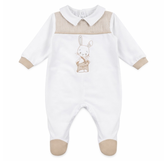 Tutina neonato in cotone jersey con ricamo coniglietto -... 2