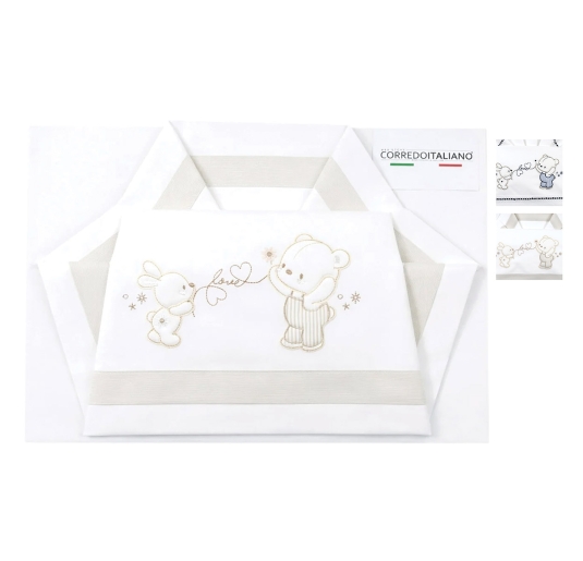 Set lenzuola per culletta e carrozzina - Love Orsetto LC03375 - La Fatina