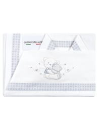 White cradle and pram bedding set with teddy bear embroidery – La Fatina Collection