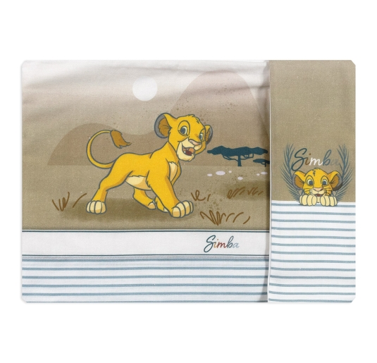 Set lenzuola carrozzina neonato Simba Disney in cotone con stampa Il Re Leone