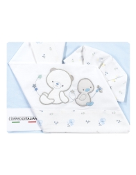Set lenzuola carrozzina neonato Bruco Bruco con orsetto e paperotto in cotone