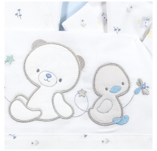 Baby pram sheet set cotton Bruco Bruco with teddy bear and duck 2