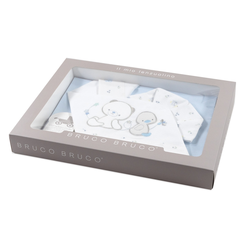 Cradle and pram sheet set with Teddy...