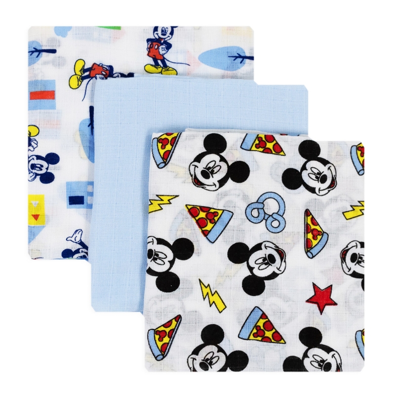 Set 3 Quadrati Garza Mussole di Cotone Topolino - WX6103C - Disney
