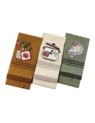 Cotton embroidered dish towels set with decorative details
