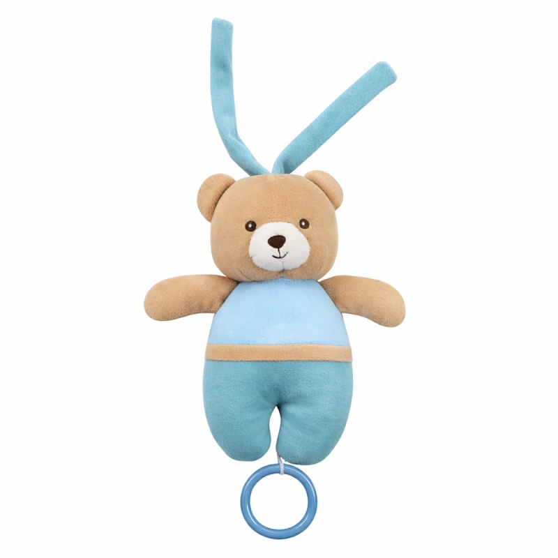 Blue baby chenille music box with relaxing melody for crib