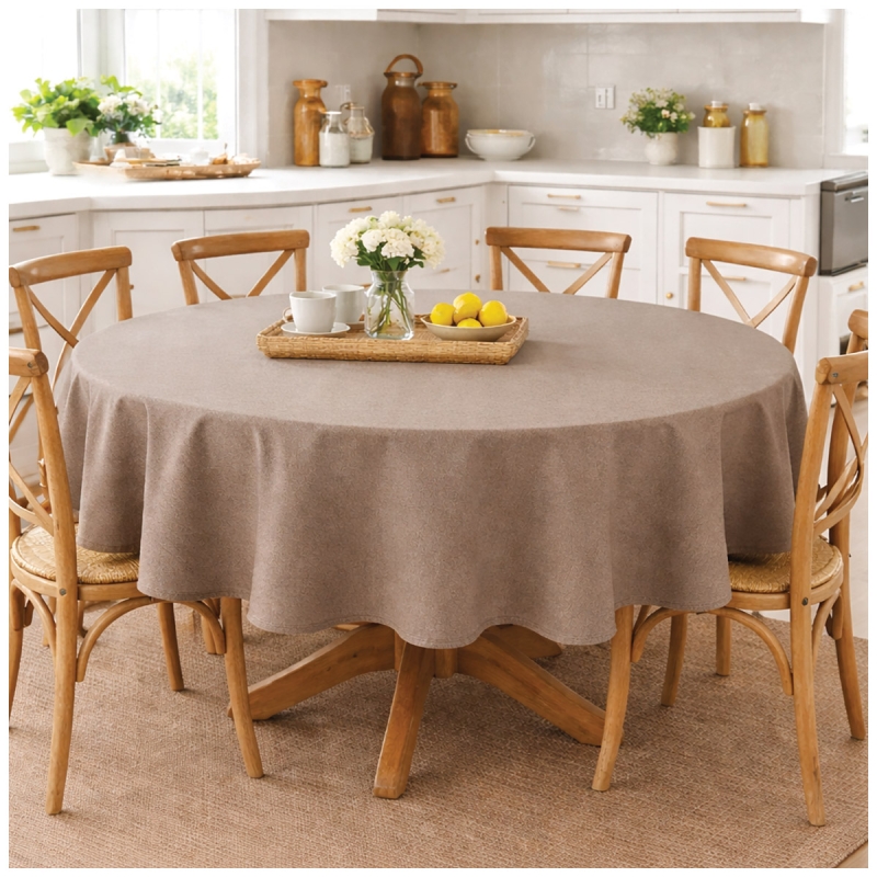 Round tablecloth 180 cm elegant cotton for 6 seat kitchen table