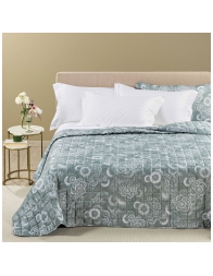 quilted double bedspread floral cotton satin Caleffi Riflessi