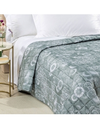 quilted double bedspread grey floral pattern satin finish