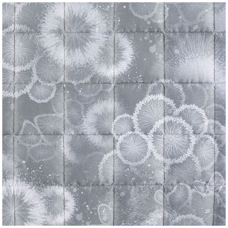 quilted double bedspread grey floral pattern satin finish