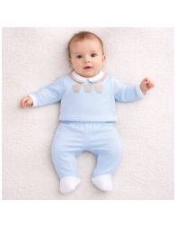 Newborn two-piece outfit in fresh cotton with footed pants and embroidery