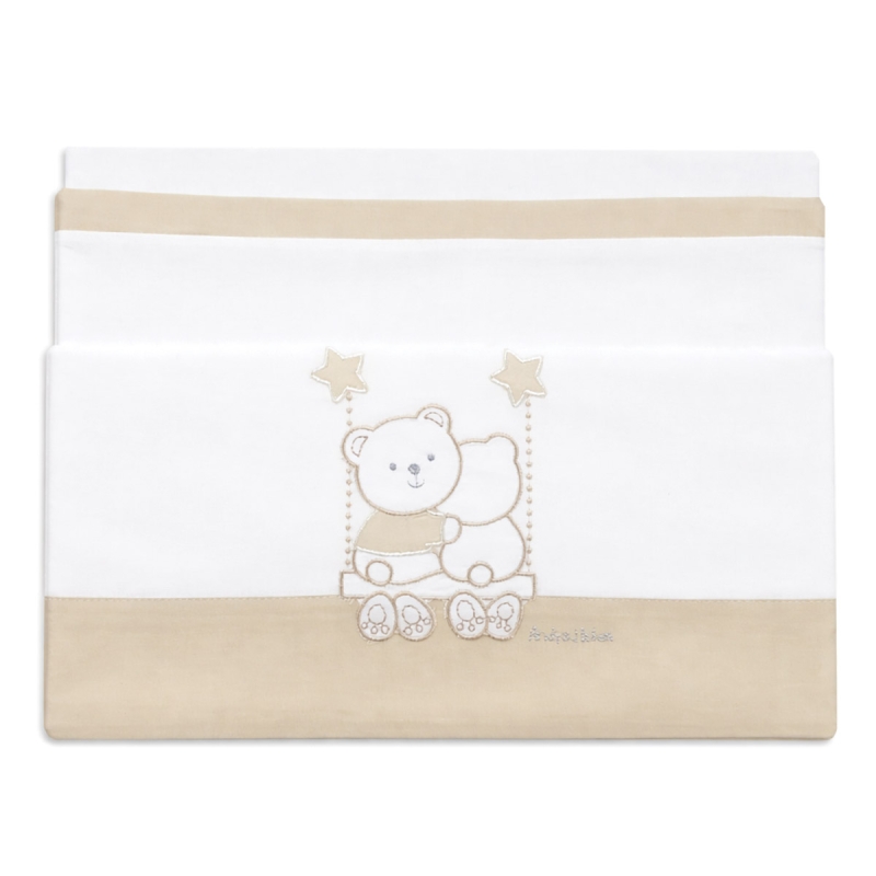 Set lenzuola neonato Next to Me cotone con ricamo orsetto