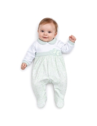 Tutina cotone neonata elegante con piedini e fantasia delicata