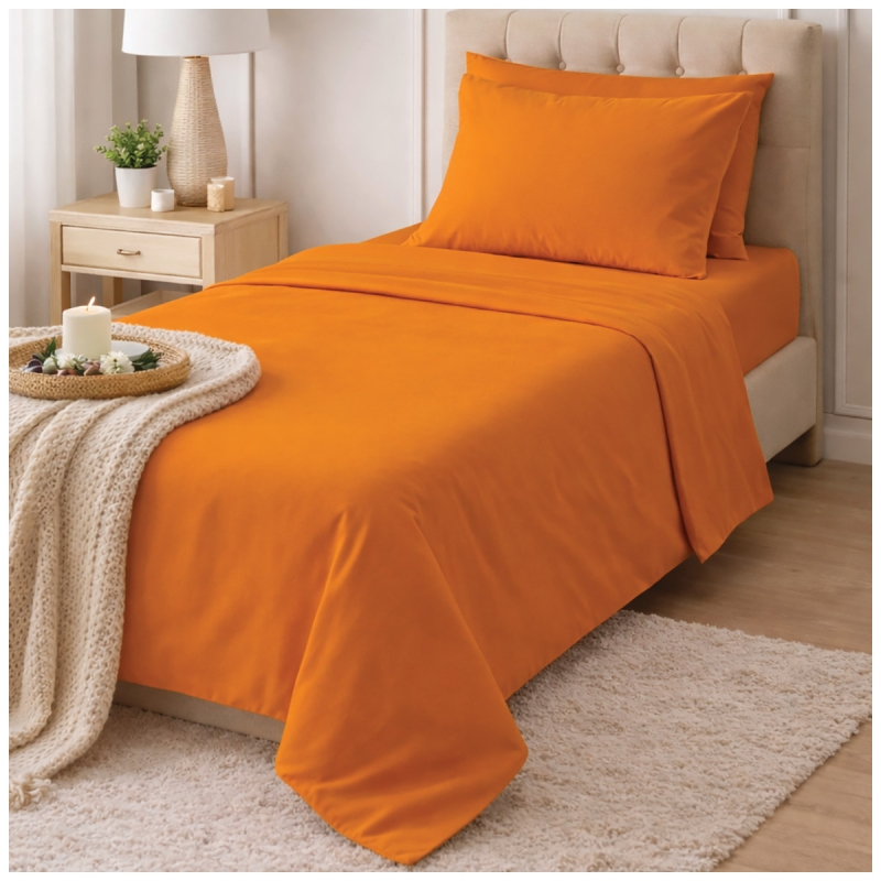 Monocolore - set lenzuola cotone Corredo Italiano® - Arancione