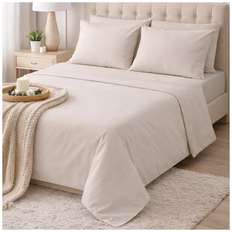 Monocolore - set lenzuola cotone Corredo Italiano® - Beige