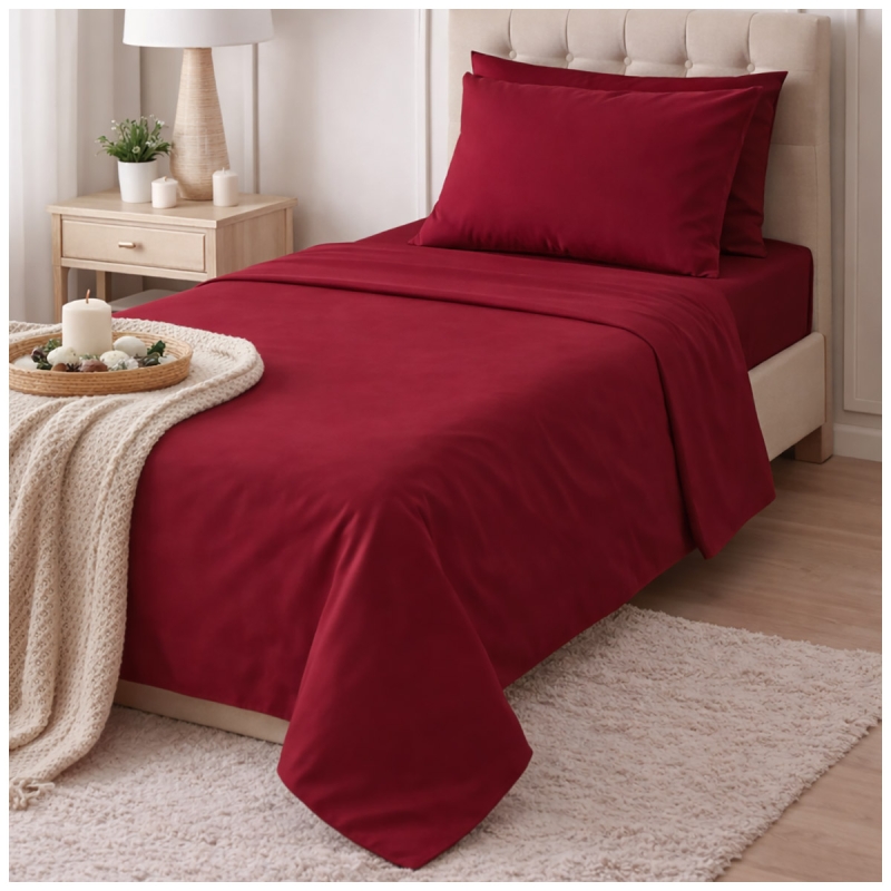 Completo lenzuola cotone Corredo Italiano - Bordeaux
