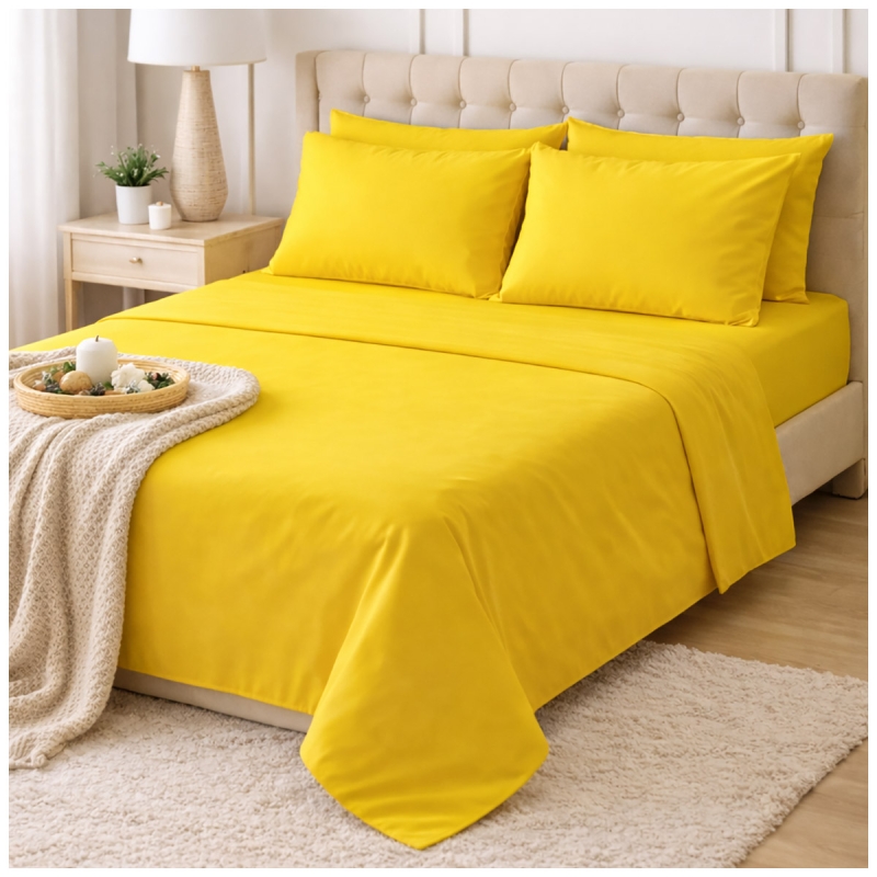 Monocolore - set lenzuola cotone Corredo Italiano® - Giallo