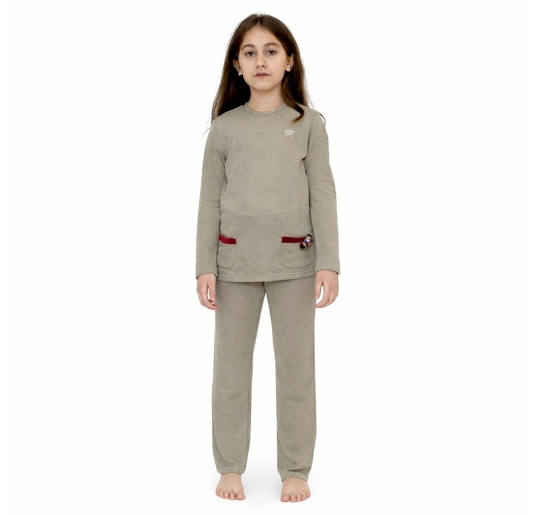 Girls warm cotton pyjamas Rebecca & Bros with velvet details
