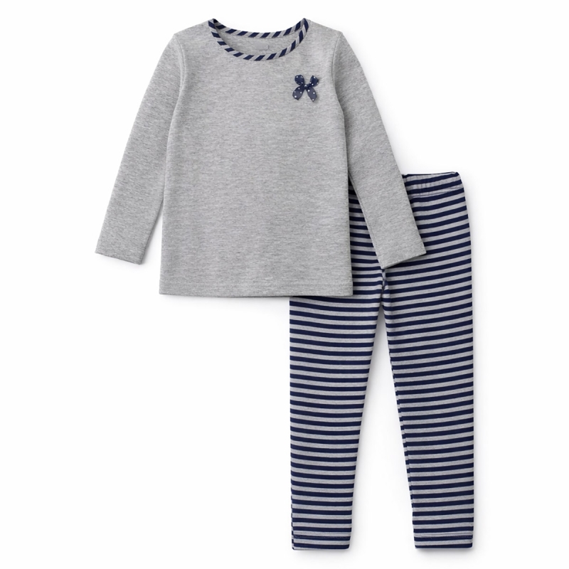 Girls warm cotton pyjamas Rebecca & Bros with striped pants
