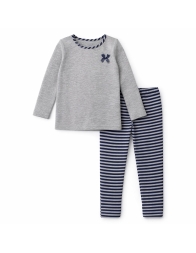Pigiama bambina caldo cotone Rebecca & Bros con pantalone a righe