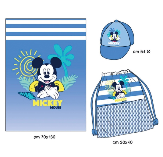Mickey Mouse beach towel set complete with drawstring bag and cap for beach 2
