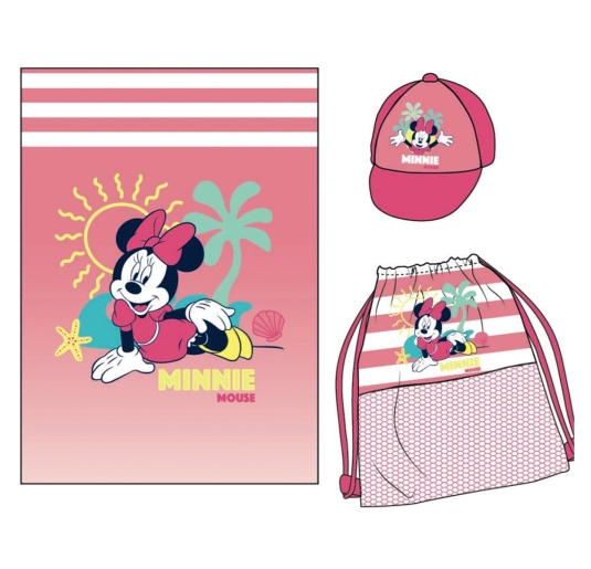 Minnie beach towel set complete with drawstring bag and cap for beach 2