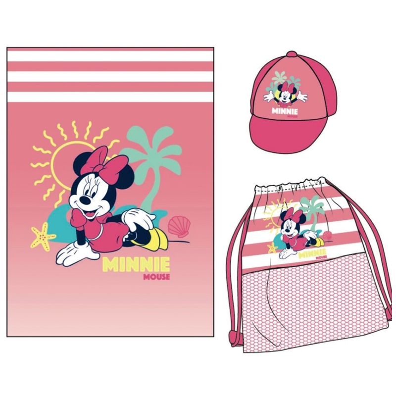 Set telo mare Minnie Disney in microfibra leggero con accessori estivi