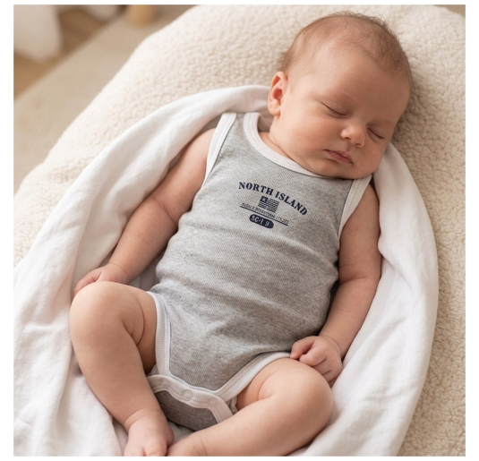 Newborn cotton bodysuit sleeveless with practical crotch opening