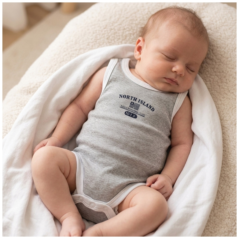 Newborn cotton bodysuit sleeveless with practical crotch opening