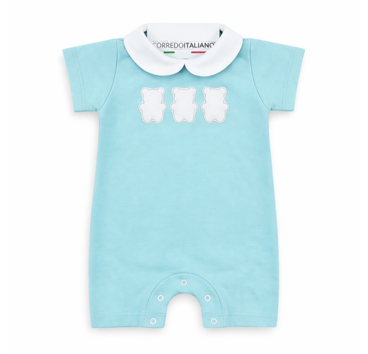 Pagliaccetto Coccode' in cotone jersey con ricamo Tre Orsetti