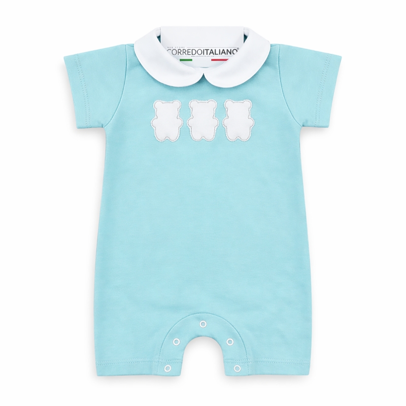 Pagliaccetto Coccode' in cotone jersey con ricamo Tre Orsetti