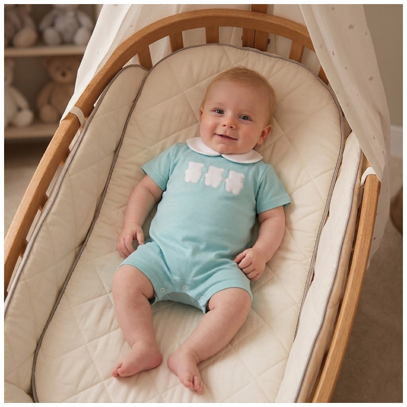 Cotton jersey romper with Three Teddy...