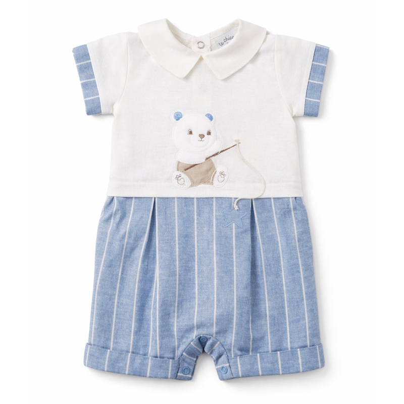Baby romper in linen and cotton -...