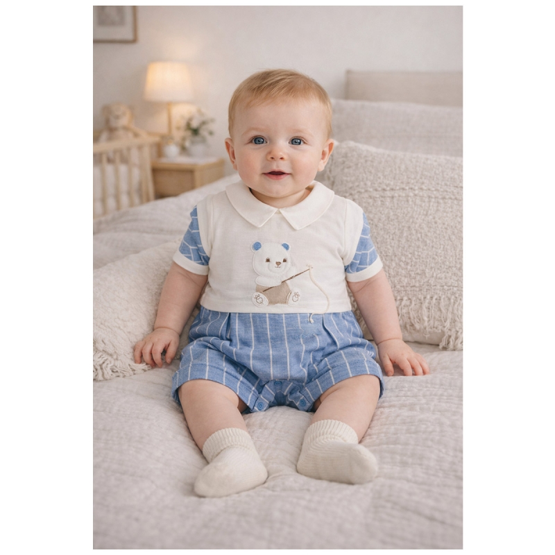 Baby romper in linen and cotton -...