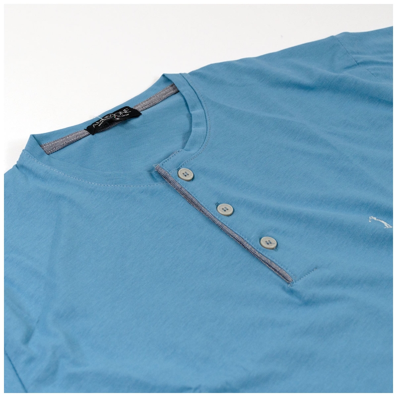 Detail of men’s short cotton pyjamas with drawstring shorts