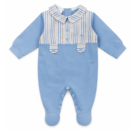 Baby onesie with striped detail and integrated feet