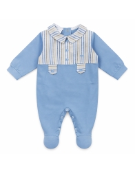 Baby onesie with striped detail and integrated feet