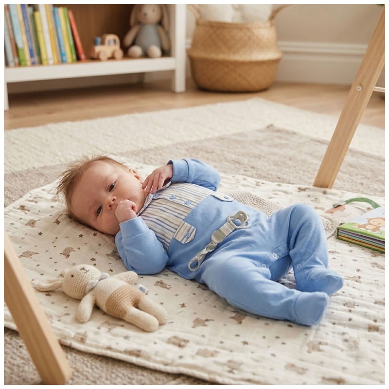 Baby onesie in stretch cotton with classic collar