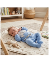 Tutina neonato in cotone elasticizzato con colletto classico