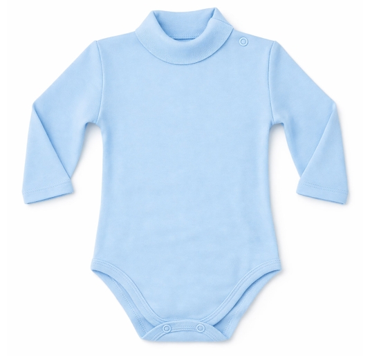 Baby Mock Neck Bodysuit in Interlock Cotton - Creamy 2