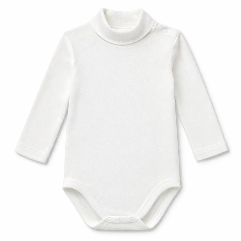 Mock neck bodysuit in warm cotton -...