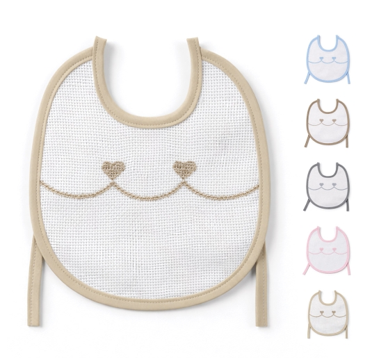 Embroidery baby bib with Aida cloth – CI726 – Corredo Italiano