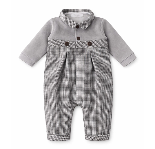 Velour and fabric romper - Coccode'