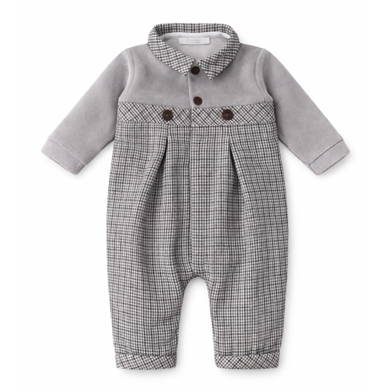 Velour and fabric romper - Coccode'