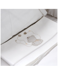 Cot duvet cover set with bumper in embroidered cotton piquet