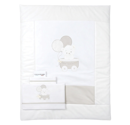 Set copripiumino ricamato per culletta - Orsetto - Dolci Sogni