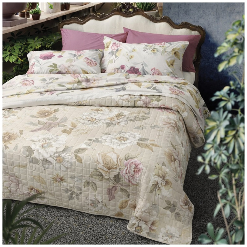 Quilted bedspread double bed - Peony...