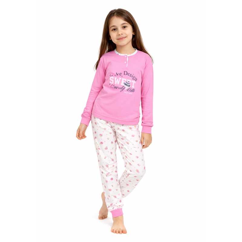 Girl cotton long pajamas - 3831FX -...