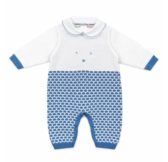 Tutina Neonato in Filo di Cotone Tricot con Orsetto - Stella