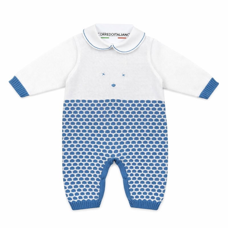 Tutina Neonato in Filo di Cotone Tricot con Orsetto - Stella